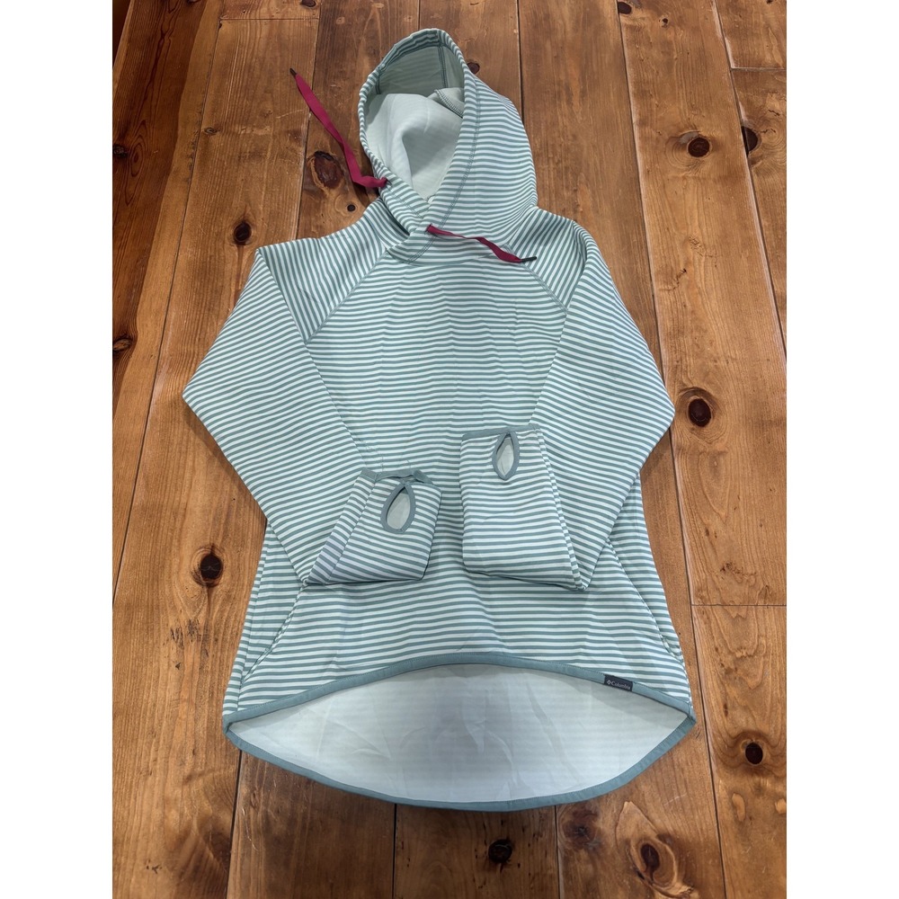 Columbia Omni-Wick Women's XS Striped Hoodie Pullover Activewear Sweatshirt Mint
